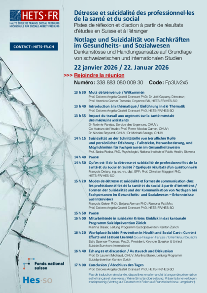 Détresse et suicidalité des professionnel·les de la santé et du social